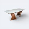 Mesa Viena Amêndoa Com Vidro Off White 200x100
