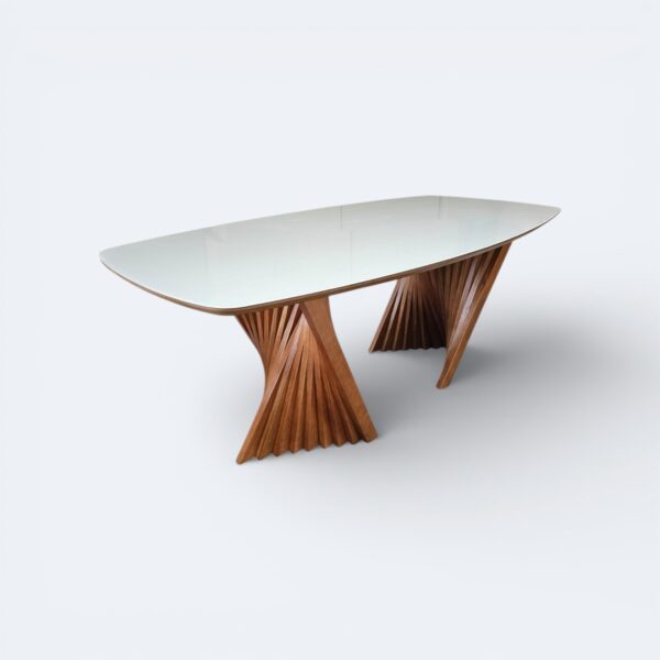 Mesa Viena Amêndoa Com Vidro Off White 200x100