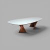 Mesa Nápolis Amêndoa Com Vidro Off White 260x130