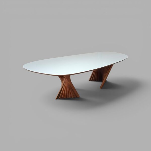 Mesa Nápolis Amêndoa Com Vidro Off White 260x130