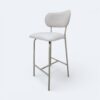 Banqueta Serena em Metal Champagne com Estofado em Boucle Bege