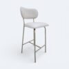 Banqueta Serena em Metal Champagne com Estofado em Boucle Bege