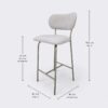 Banqueta Serena em Metal Champagne com Estofado em Boucle Bege