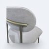 Banqueta Serena em Metal Champagne com Estofado em Boucle Bege