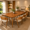 Conjunto Palazzo Amêndoa 260x100 com 08 Cadeiras Safira Amêndoa Courissimo Bege