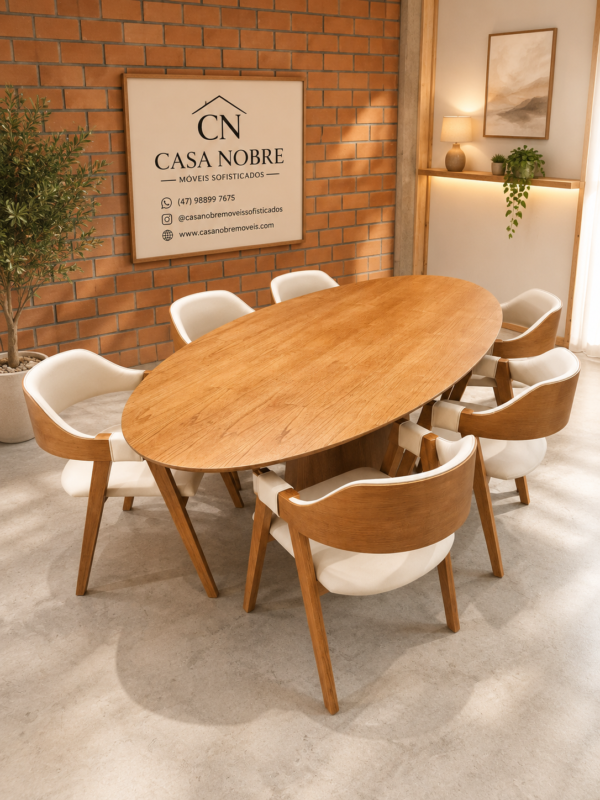 Mesa Oval Provença Amêndoa 200x100