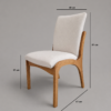 Conjunto Paluzzo Amêndoa 180×90 com 06 Cadeiras Milano Amêndoa com Estofado em Linho Branco