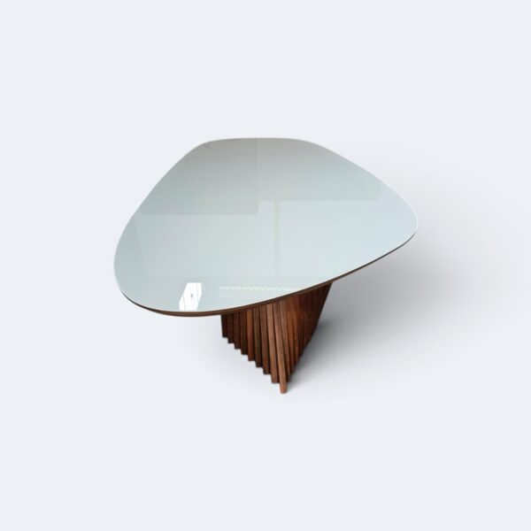 Mesa Nápolis Amêndoa Com Vidro Off White 260x130
