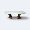 Mesa Nápolis Amêndoa Com Vidro Off White 260x130