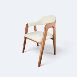 Cadeira Sorrento em Madeira Maciça Amêndoa Linho Off White Art. 1090/01