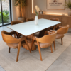 Conjunto Modena 180x90 + 06 Cadeiras Safira Courissimo Caramelo
