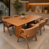 Conjunto Modena 200x100 + 06 Cadeiras London Courissimo Caramelo Canelado