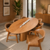 Conjunto Oval Provença 200x100 com 06 Cadeiras Emirados Courissimo Caramelo