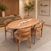 Conjunto Oval Provença 160x90 com 06 Cadeiras Serena Courissimo Caramelo