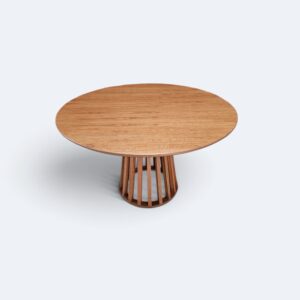 Mesa Florença Redonda com Tampo Laminado Amêndoa 100