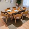 Conjunto Emirados Amêndoa 180x90 + 06 Cadeiras Safira Courissimo Caramelo