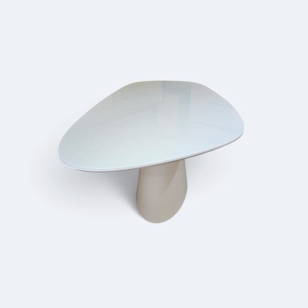 Mesa Aurora Orgânica Branca Com Vidro Branco 160x90