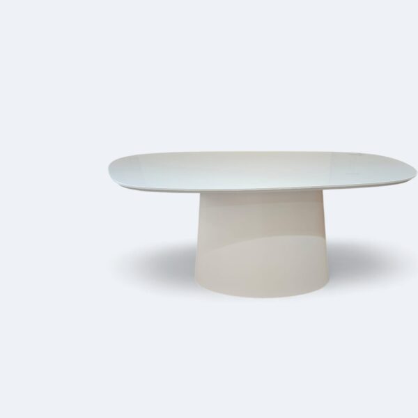 Mesa Aurora Orgânica Branca Com Vidro Branco 160x90