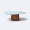 Mesa Aurora Orgânica com Tampo Off White em Vidro Branco 200x100