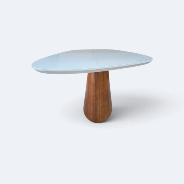 Mesa Aurora Orgânica com Tampo Off White em Vidro Branco 200x100