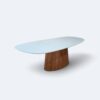 Mesa Aurora Orgânica com Tampo Off White em Vidro Branco 200x100