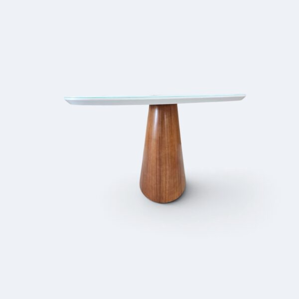 Mesa Aurora Orgânica com Tampo Off White em Vidro Branco 200x100