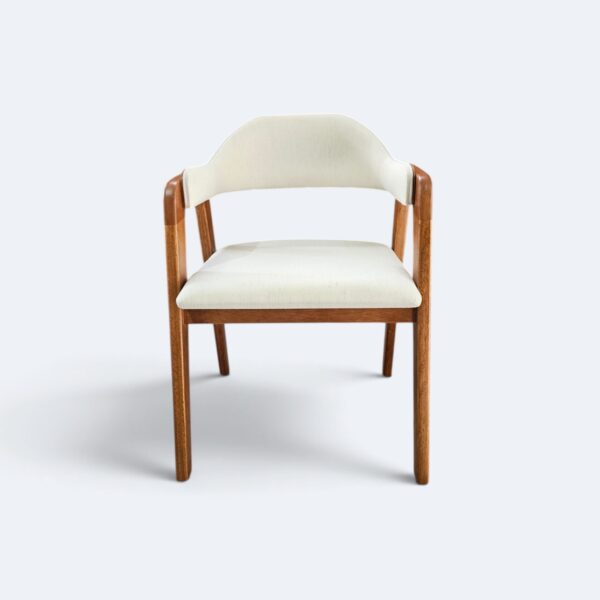 Cadeira Sorrento em Madeira Maciça Amêndoa Linho Off White Art. 1090/01
