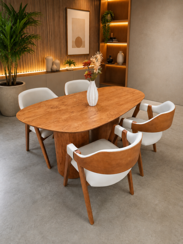 Conjunto Paris 160x90 + 04 Cadeiras safira Courissimo Bege