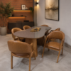 Conjunto Austria com Tampo em Vidro Metalizado 200x100 + 06 Cadeiras London Courissimo Caramelo