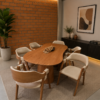 Conjunto Austria Laminado Amêndoa 200x100 com 06 Cadeiras Safira Courissimo Palha 9827