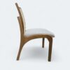 Cadeira Milano em Madeira Maciça Amendoa com Estofado em Courissimo Branco e Encosto Rattan