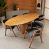Conjunto Oval Provença 200×100 com 06 Cadeiras Safira Courissimo Preto