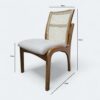 Cadeira Milano em Madeira Maciça Amendoa com Estofado em Courissimo Branco e Encosto Rattan